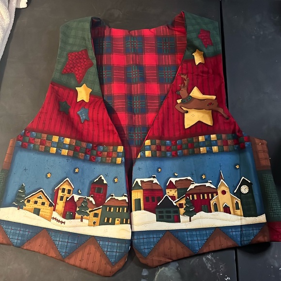 Christmas Santa holiday vest large XL open front - Picture 1 of 2